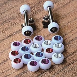 Leefai Pro Fingerboard Wheels - Alloy Core, Ultra Spin Bearings - 7.8mm x 4.8mm - White with Alloy Core (Blue)