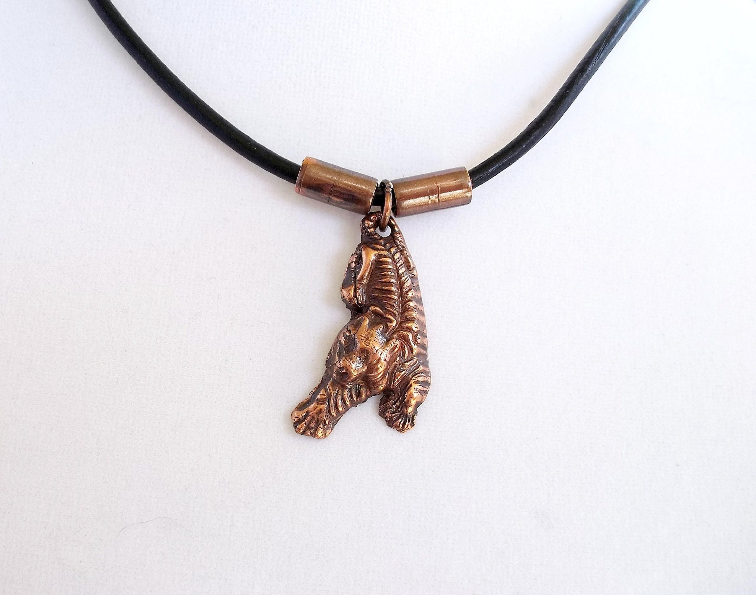 Tiger Pendant, School Mascot, Handmade by Tammy Ross, Artisan Piece, Leather necklace, Unisex