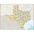 36 x 27 Texas State Wall Map Poster with Counties - Classroom Style Map with Durable Lamination - Safe for Use with Wet/Dry Erase Marker - Very Popular for Educators and Homeschool!