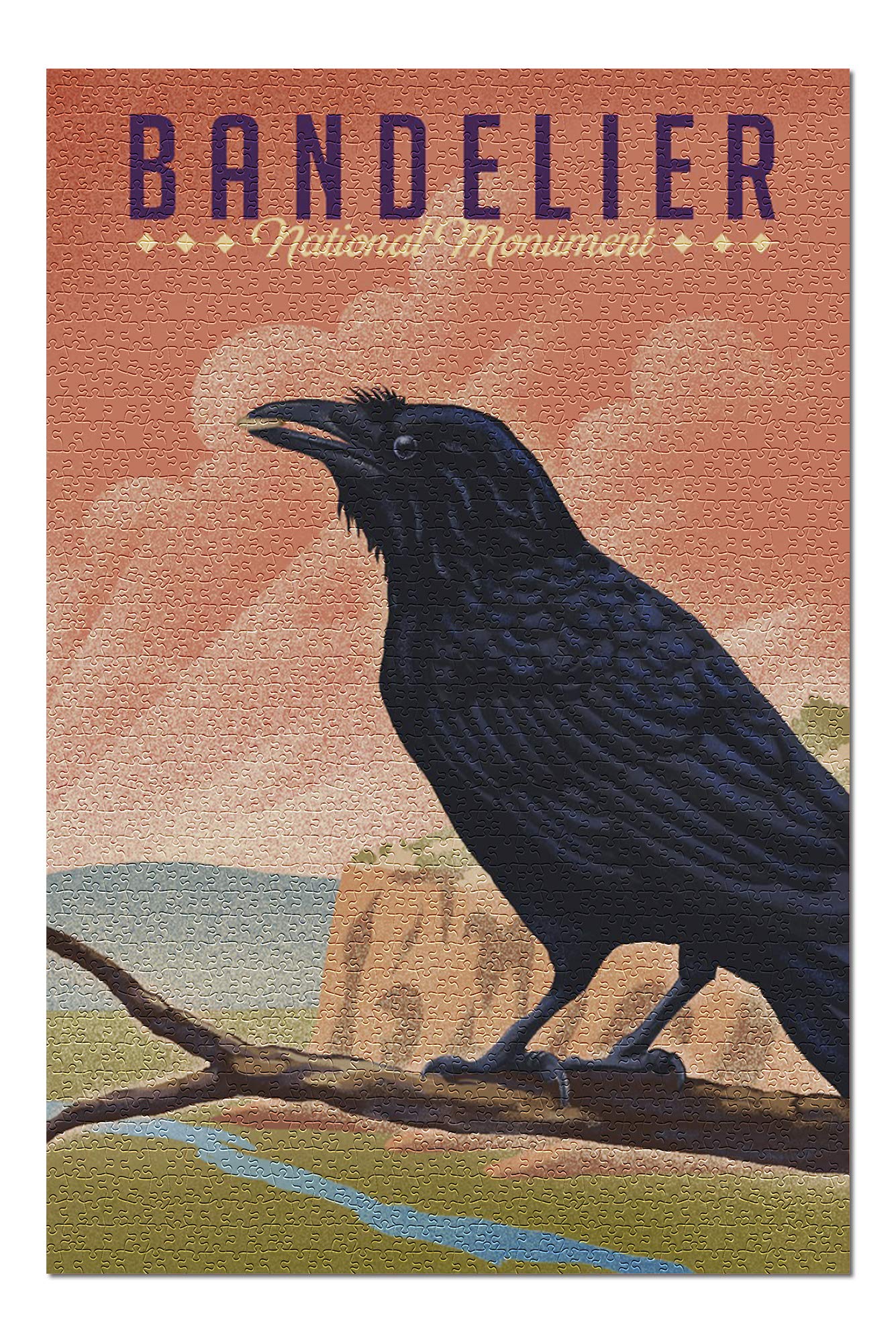 Lantern Press Bandelier National Monument, New Mexico - Raven - Litho 104026 (1000 Piece Premium Jig