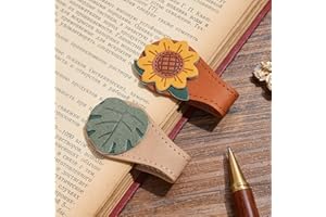 VYRANA 2PCS Vintage Magnetic Leather Bookmark, Leather Magnetic Bookmarks for Women, Magnetic PU Bookmarks Clip Book Accessories
