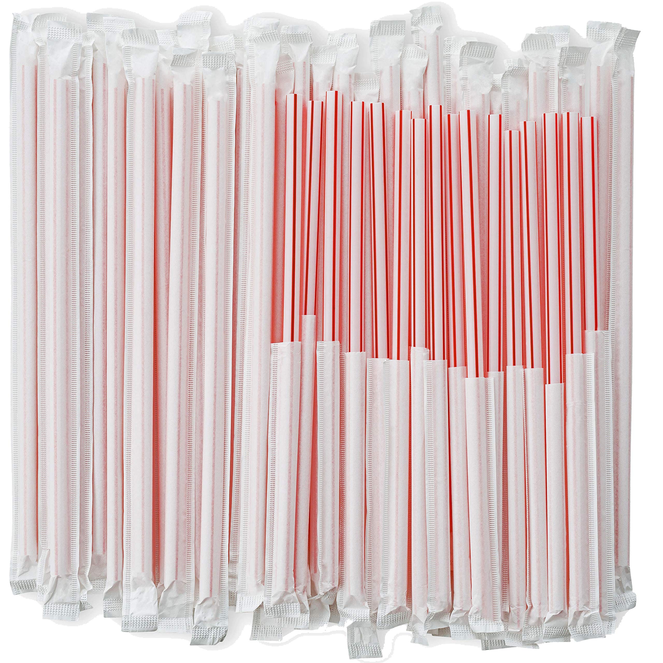 Photo 1 of DuraHome Long Plastic Straws Individually Wrapped 10.25" BPA Free 1000 Pack Striped White & Red Drinking Straw, Restaurant Style Disposable Straight Straws 0.24" Wide for Diner, Coffee House or Home