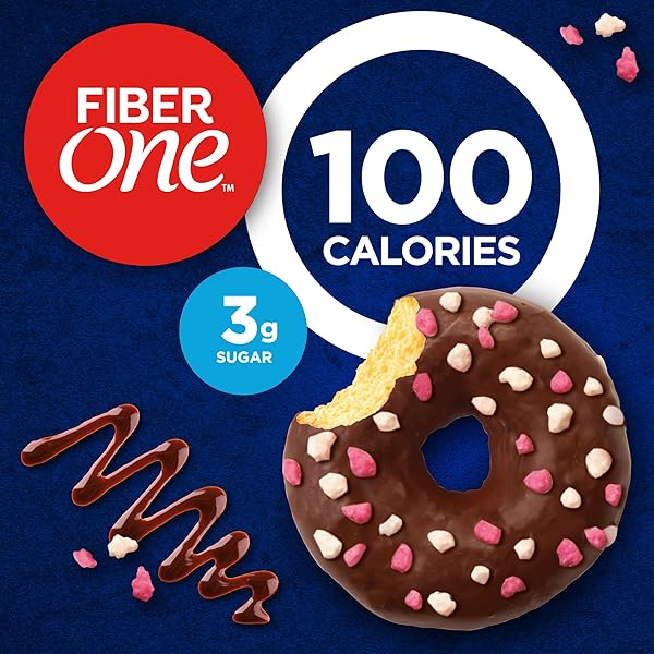 FIBER ONE 100 CALORIE DONUTS, CHOCOLATE SNACKS, 3G SUGAR, 4 CT, 3.28 OZ