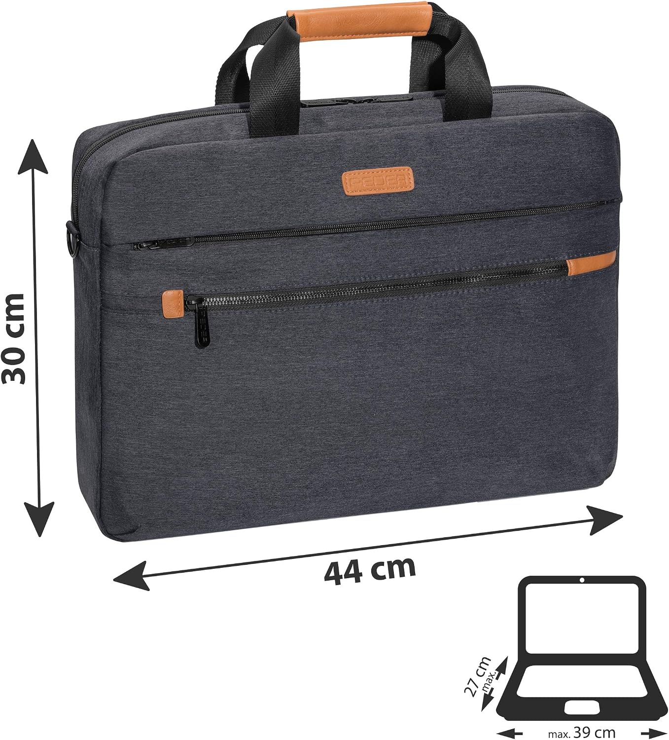 PEDEA laptop bag "Elegance Pro" bag for notebooks with screens up to 15.6 inches (39.6 cm); shoulder bag with shoulder strap and compartment for tablets up to 11 inches (27.96 cm) - Image 3