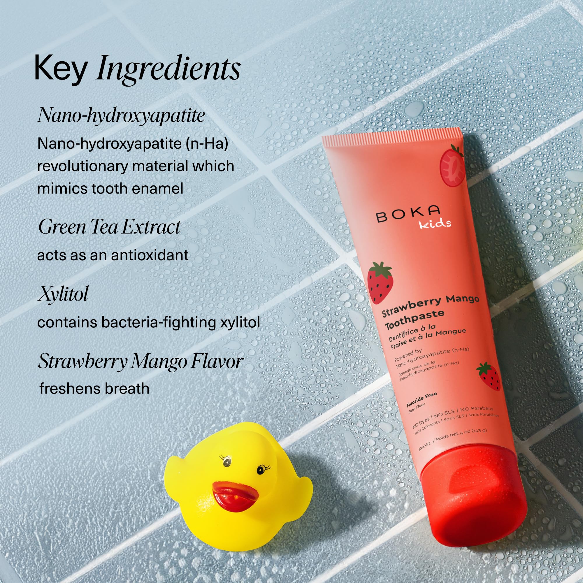 Boka Fluoride Free Toothpaste Nano Hydroxyapatite Toothpaste - Strawberry Mango Flavor, 4 oz 1Pk US Manufactured
