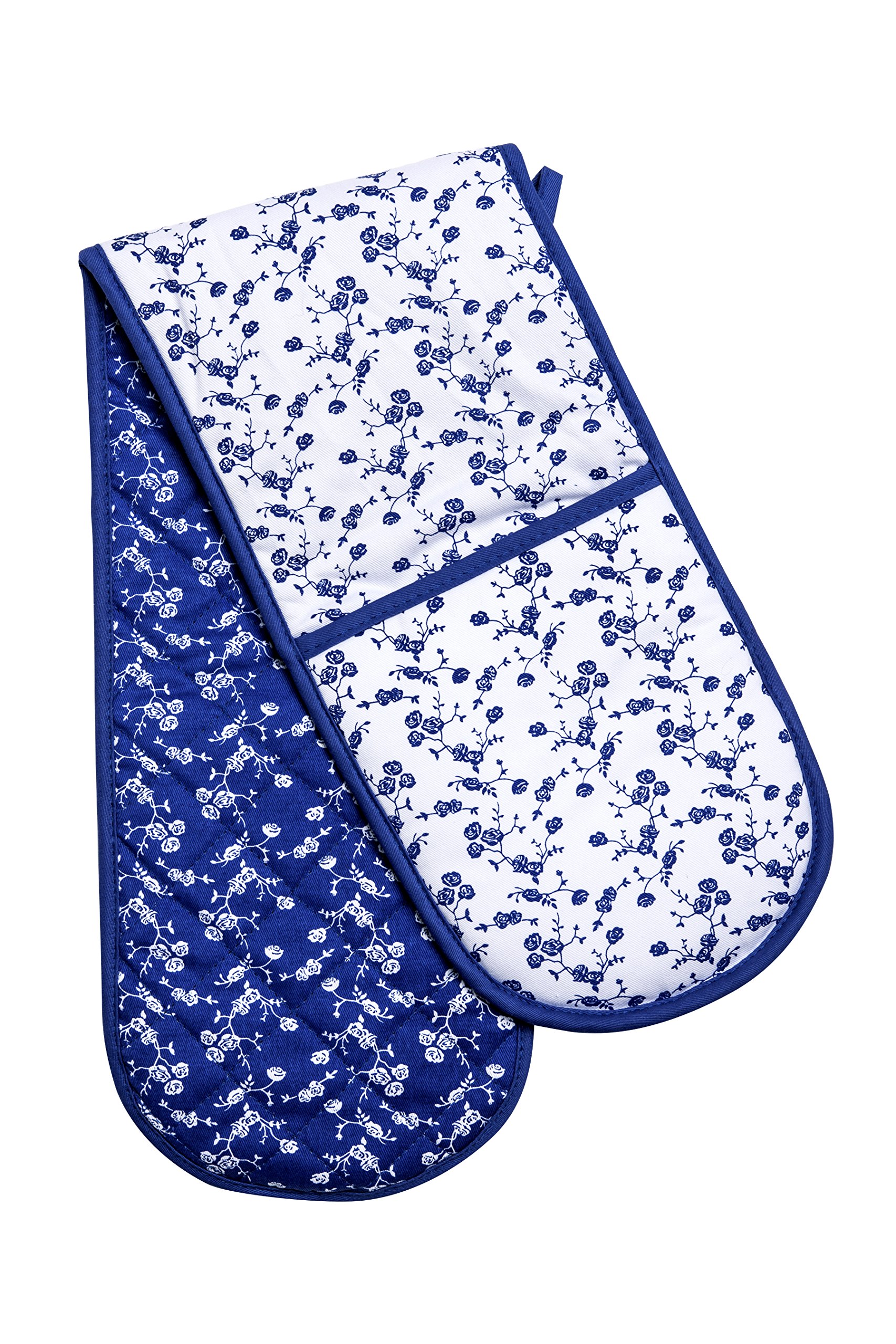 Premier Housewares Rose Double Oven Glove - Blue