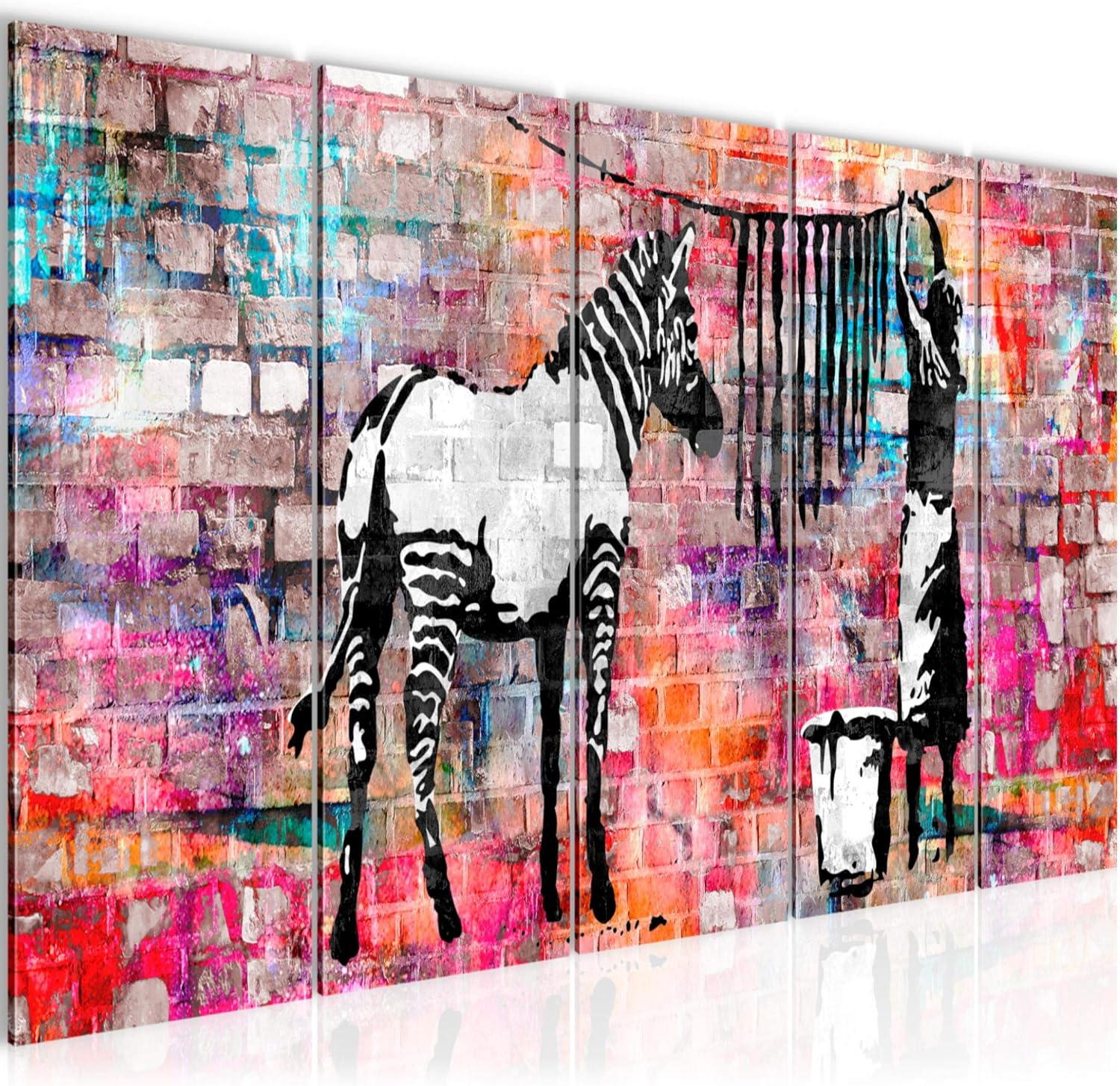 Bilder Banksy Washing Zebra Wandbild 200 x 80 cm Vlies Leinwand Bild