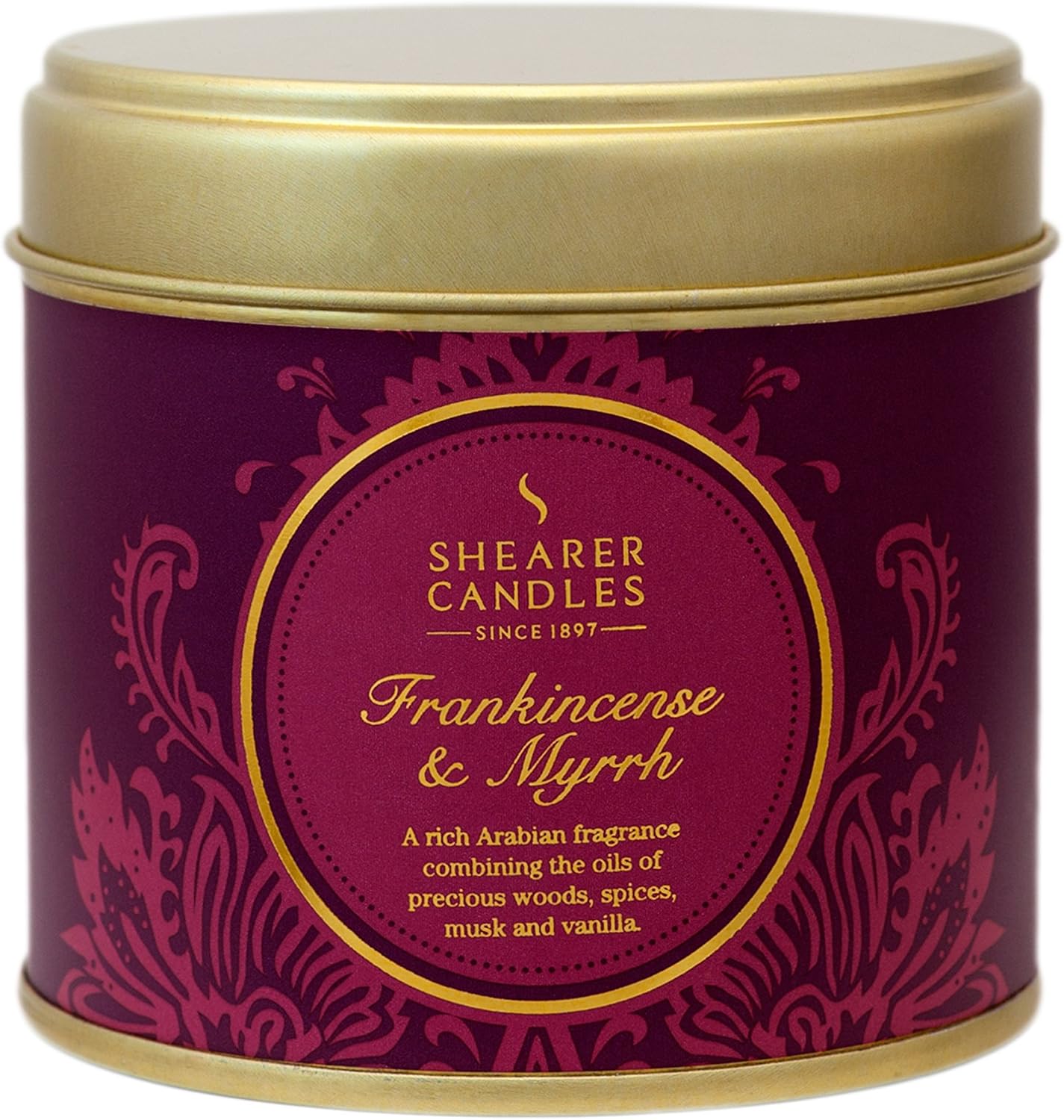 Shearer Candles Frankincense and Myrrh Large Scented Gold Tin Candle