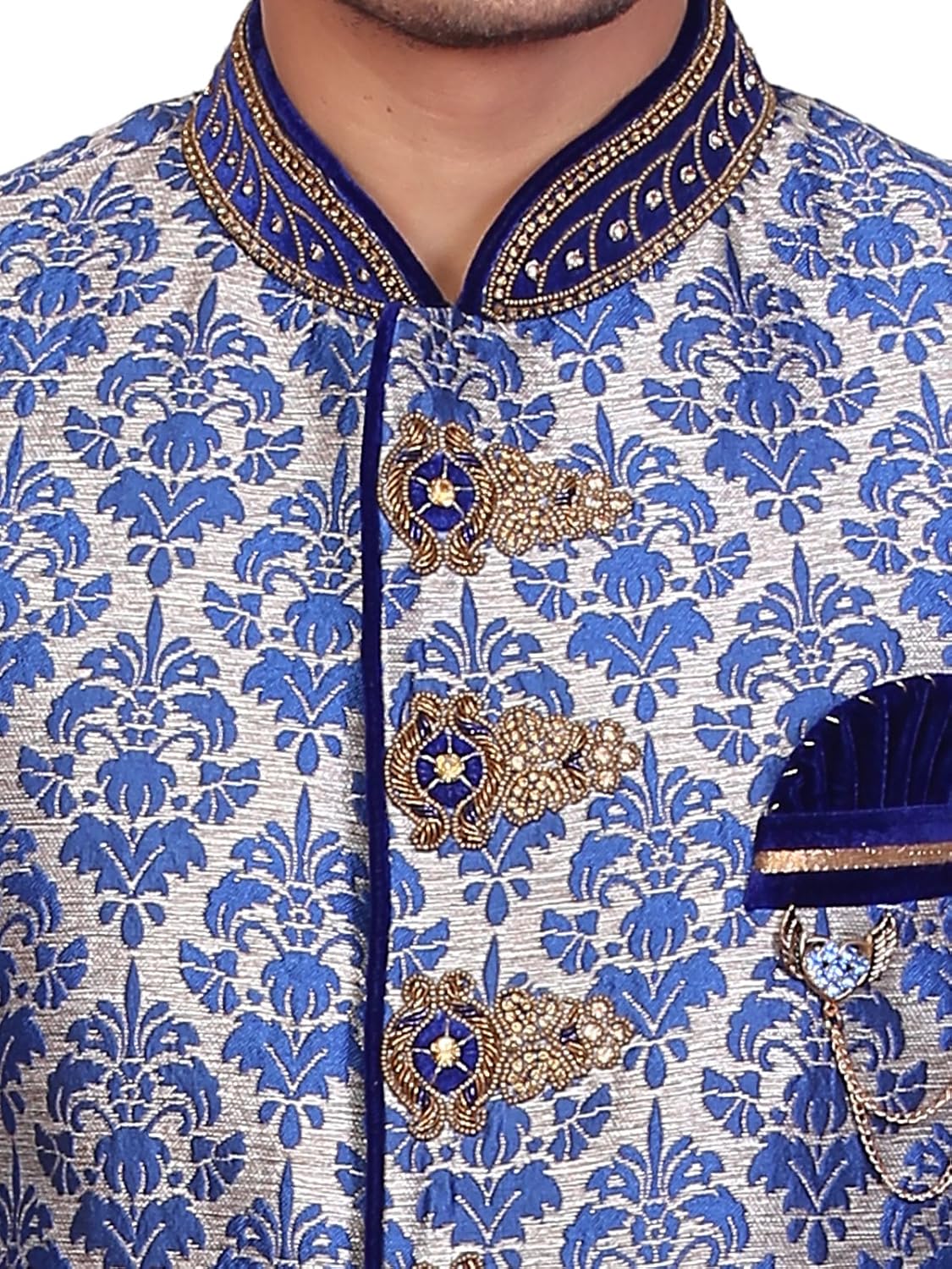 a.b.c. garmentsblue silk sherwani for mens