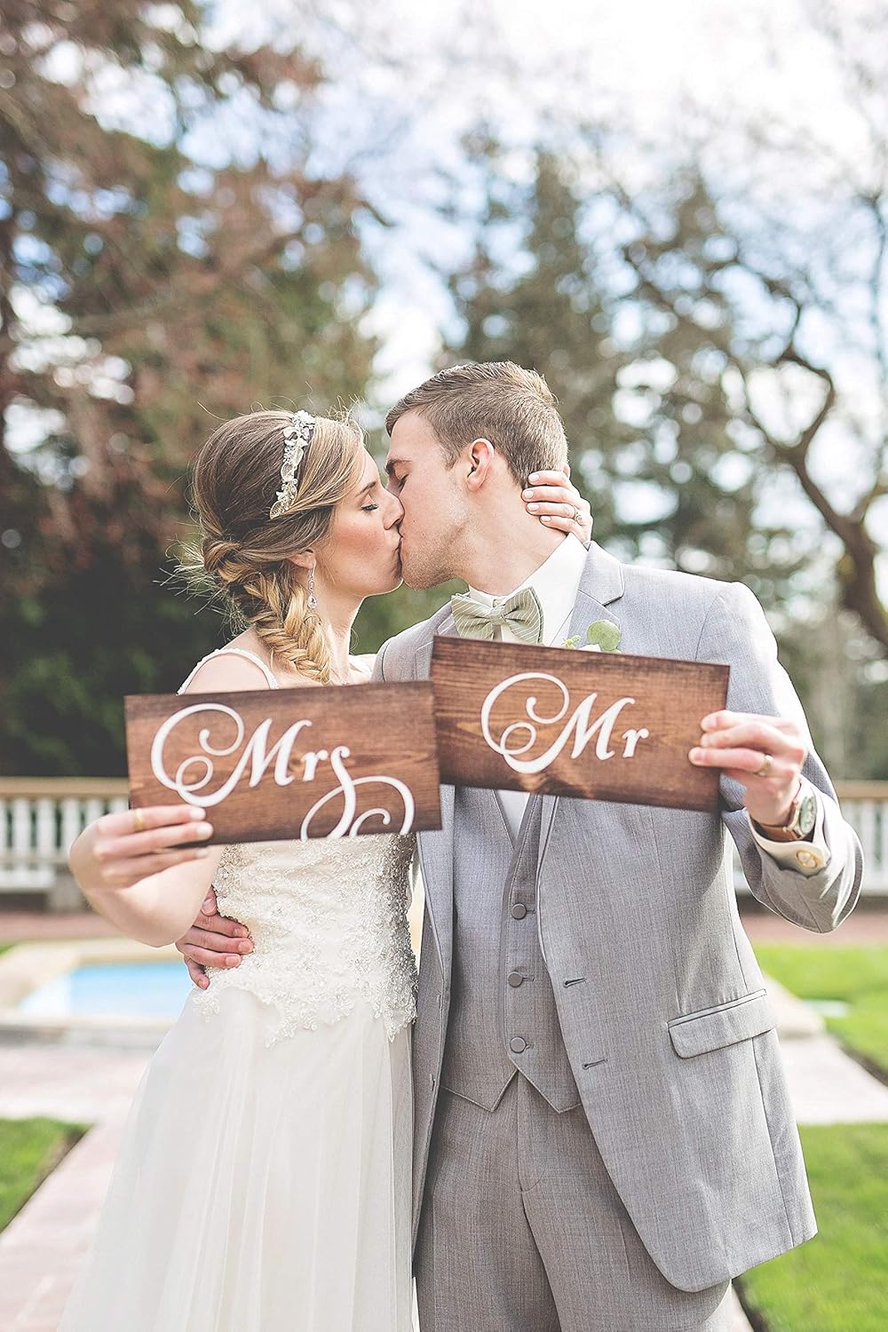 Amazon Com Mr And Mrs Wood Wedding Signs By Over The Moon Bridal