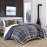 Eddie Bauer - Twin Comforter Set, Reversible Down Alt Bedding with Matching Sham, Oeko-Tex Certified, Dorm Essentials (Shasta Lake Navy)