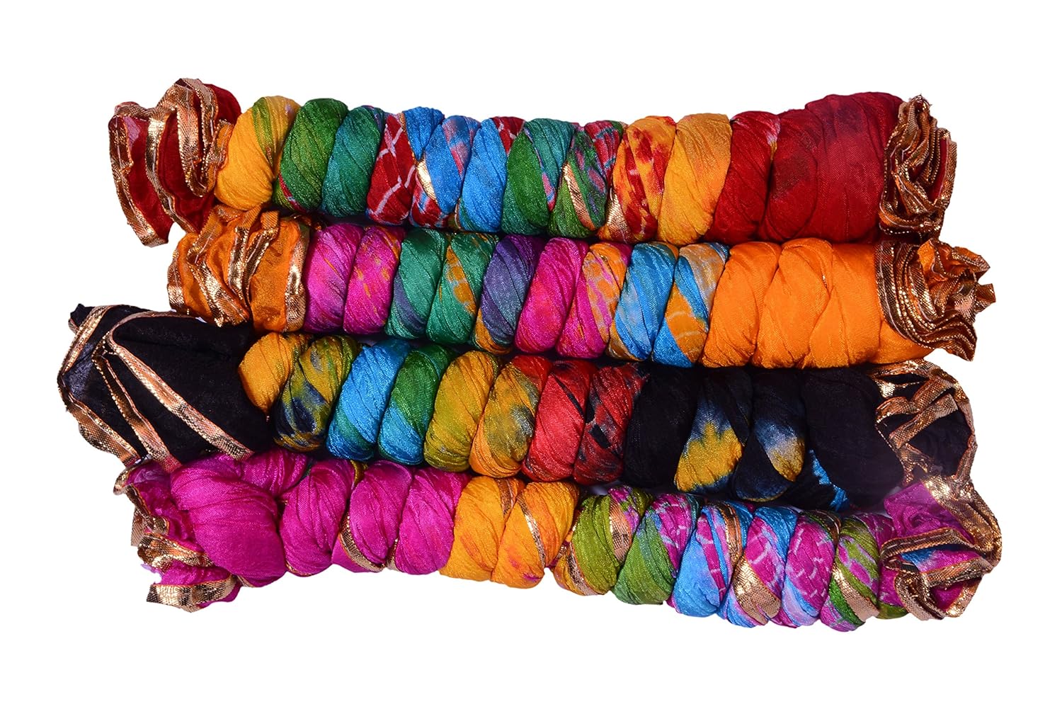 jyoti women's silk dupatta(sc-170_multicolour_2.25m) - pack of 4