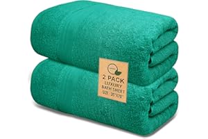 Softolle 100% Cotton Luxury Bath Sheets - 35" x 70" - 600 GSM Cotton Towels for Bathroom - Set of 2 Super Soft, Highly Absorbent Bath Sheet (Sea Green, Bath Sheets (35”x70”) Pack of 2)