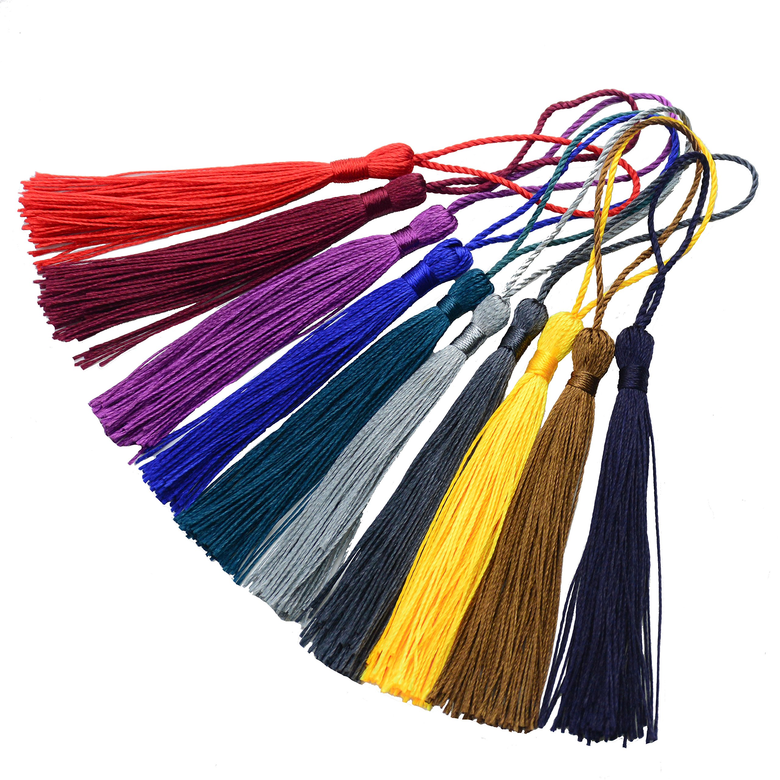 100pcs 13cm/5 Inch Silky Floss bookmark Tassels with 2-Inch Cord Loop and Small Chinese Knot for Jewelry Making, Souvenir, Bookmarks, DIY Craft Accessory (Mixed2)
