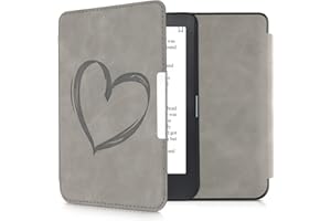 kwmobile Cover Compatible with Kobo Clara HD Cover - eReader Case - Brushed Heart Grey