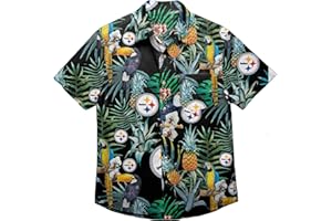 FOCO Men's NFL Team Logo Floral Aloha Tropical Button Up Shirt