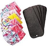 Asenappy Cloth Diapers 6 Pack with 6 Inserts & 1 Wet Bag - Waterproof Cover, Washable, Reusable & One Size Adjustable Pocket Diapers for Newborns and Toddlers (Blossom Set)