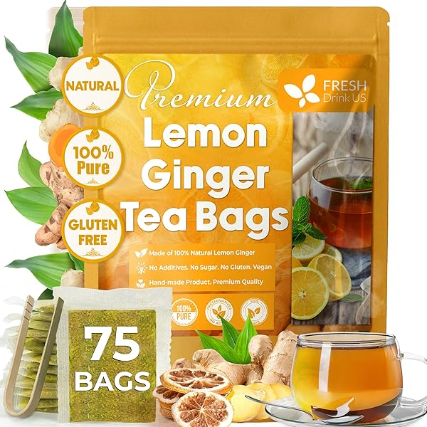 Amazon.com : FreshDrinkUS, Premium 150 Lemon Ginger Tea Bags, 100
