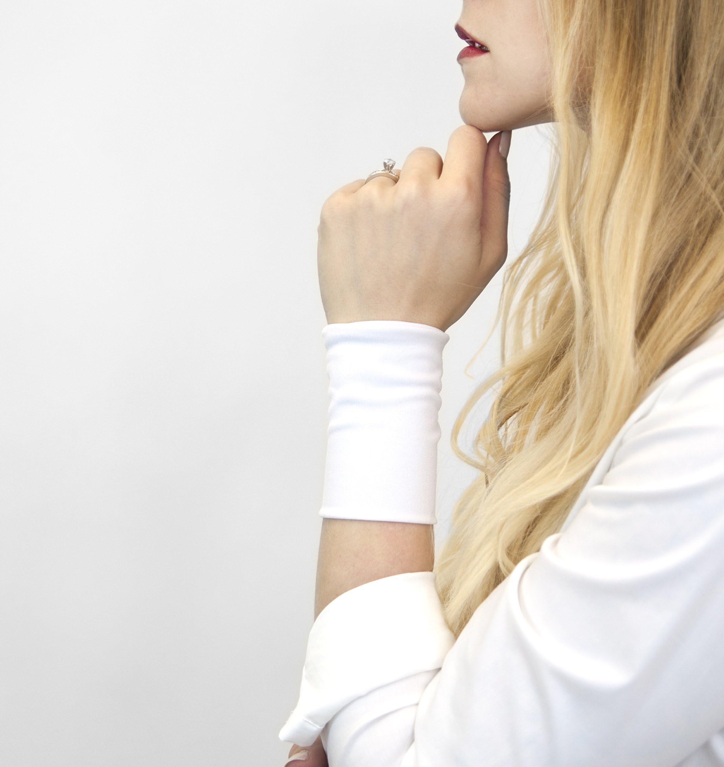 Stretch Fabric Wrist Cuff Bracelet (White)