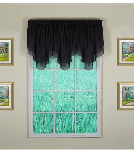JAIJY Sheer Black Valance Curtains - Rod Pocket, 2 Panels 51"x23", Polyester For Farmhouse Style