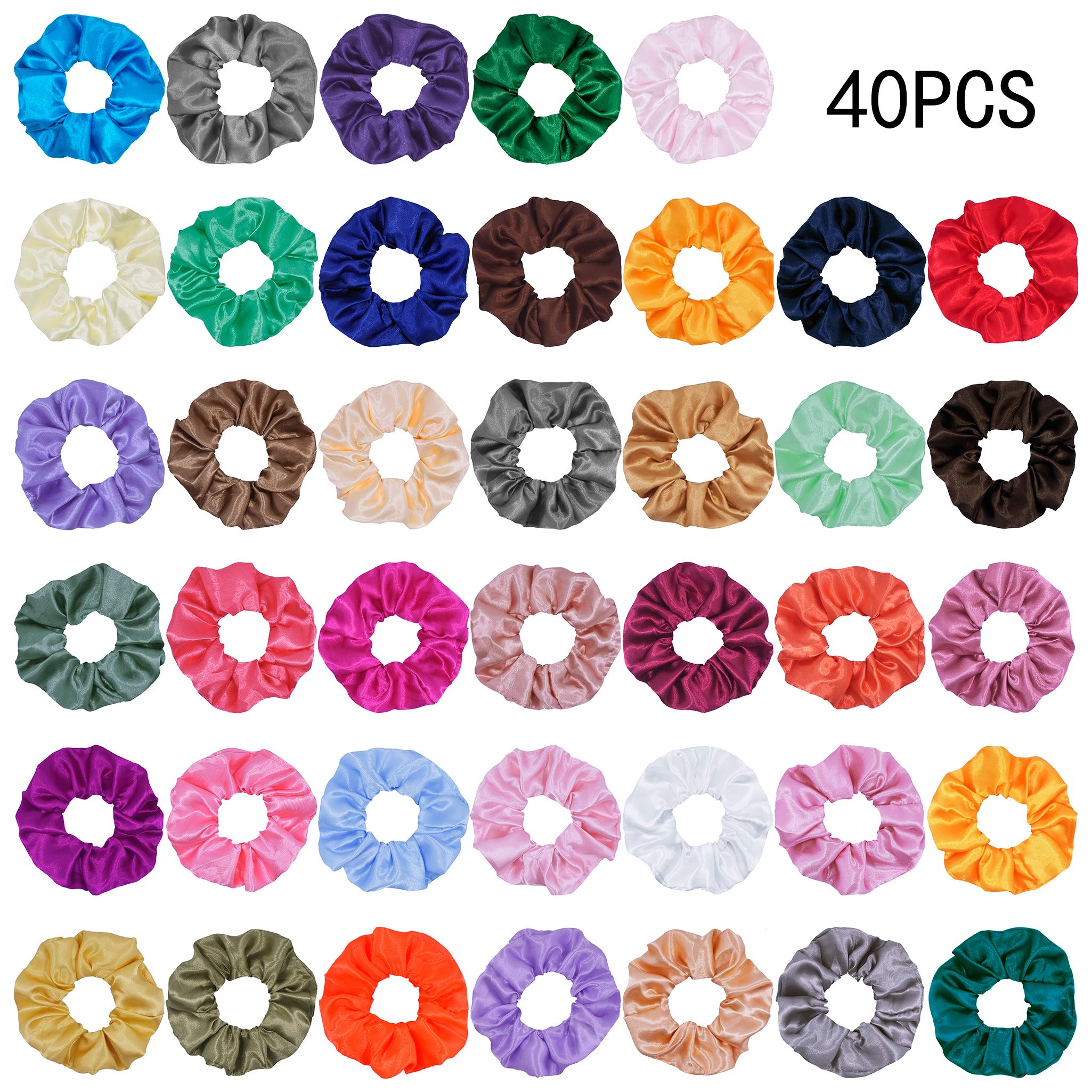 Mcupper 40 Pcs Hair Silk Scrunchies Satin Elastic Hair Bands Scrunchy