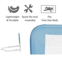 Adjustable Mesh Bed Rail in Blue, Two Height