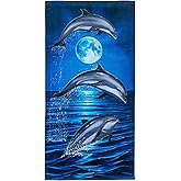 Dawhud Direct Dolphins Moon Super Soft Plush Cotton Beach Bath Pool Towel