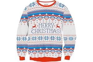 Arvilhill Men's Ugly Christmas Funny Sweatshirt Loose Fit Adult Xmas 3D Print Sweater for Holiday (S-3XL)