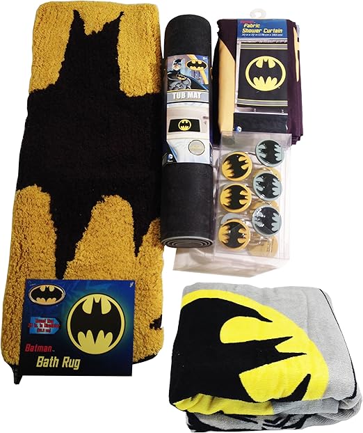 Amazon Com Batman Bathroom Set Shower Curtain Hooks Bath Rug