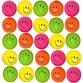Podzly 24 Pack Smiley Face Stress Balls - Bulk Colorful Neon Squeeze Face Ball - Fidget Squishy Toys - Ideal for Classrooms, Anxiety Relief, Gifts, Party Favors, Autism & Self-Regulation Therapy