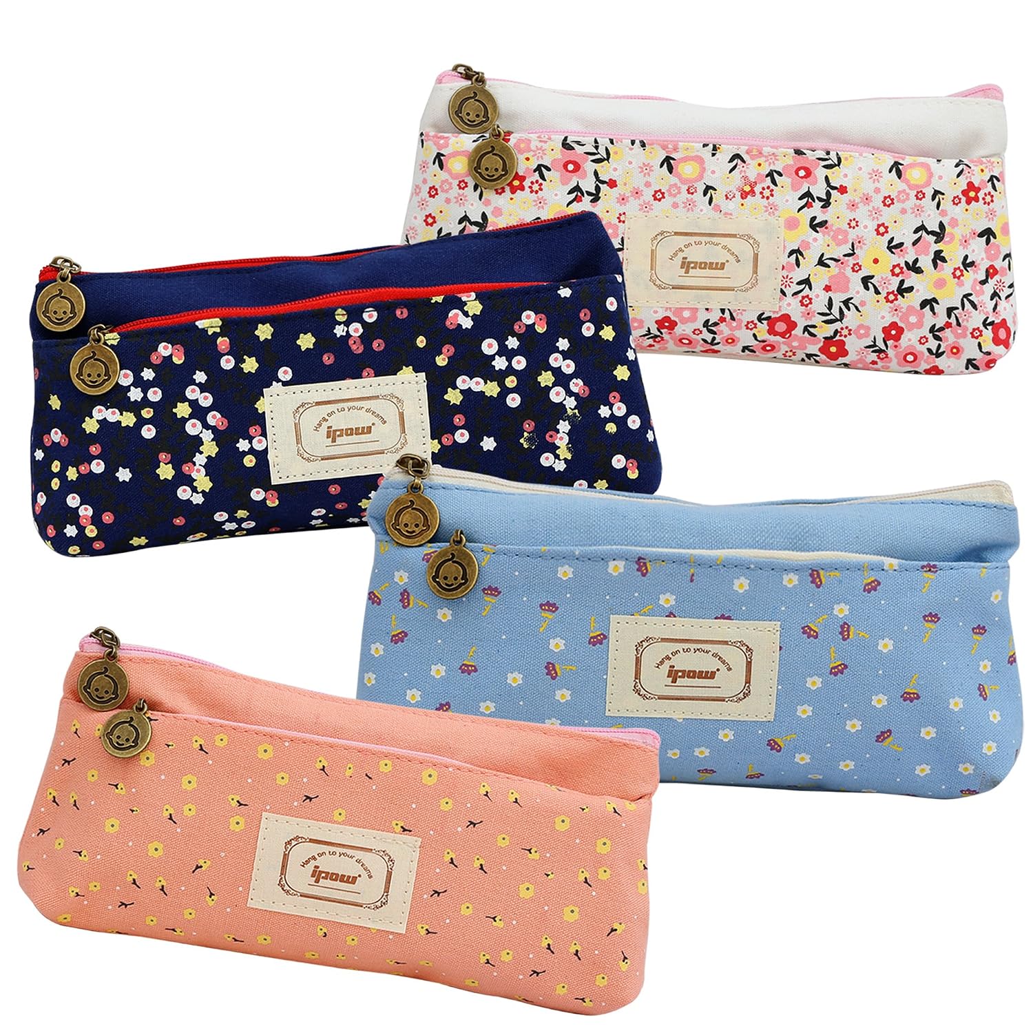 Floral Makeup Bag 4 Piece Set Flower Cosmetic Pen Pencil ...