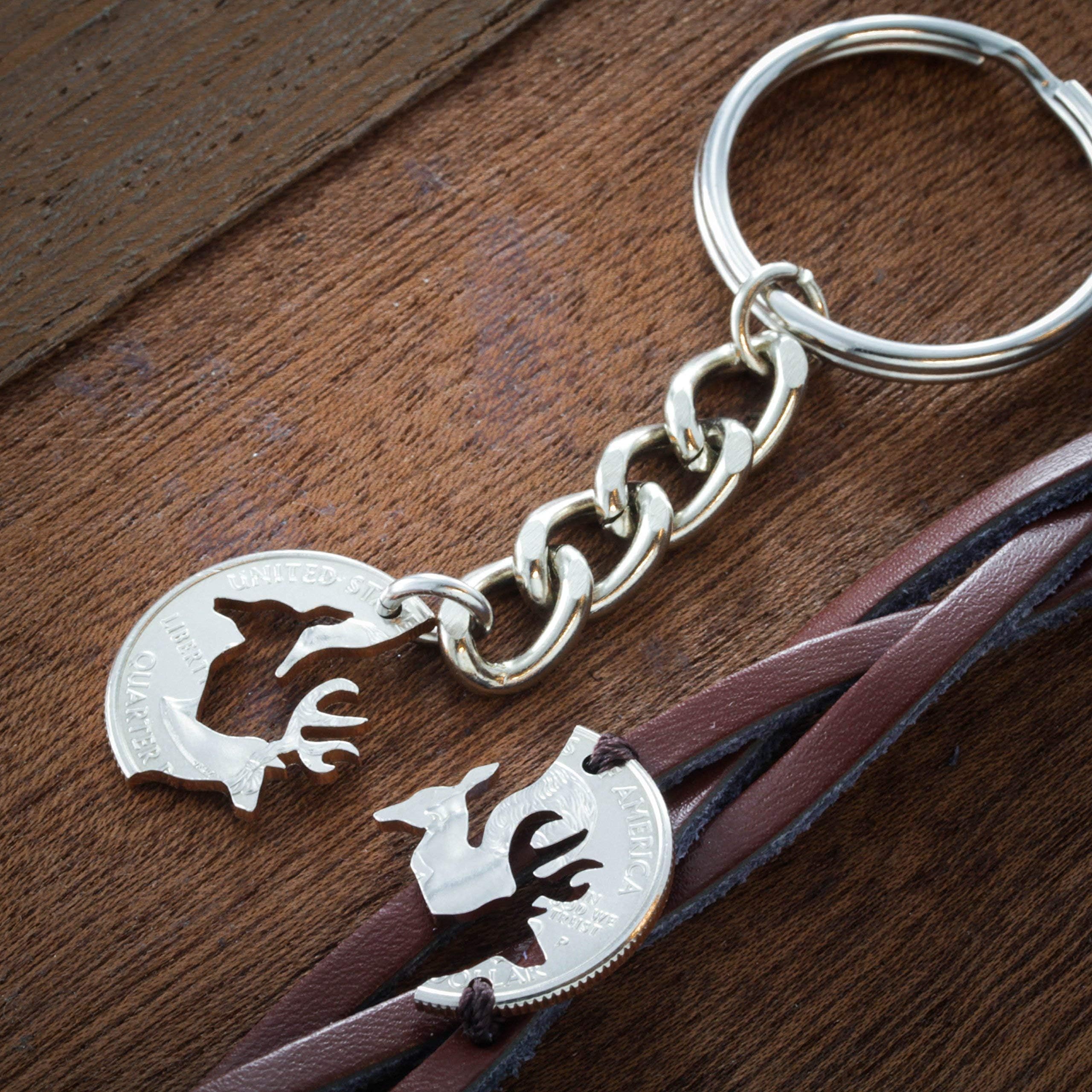 Buck and Doe Necklaces, Leather Bracelet, or Key chain, Couples Jewelry, Woven and Braided Relationship Bracelets, Couples bracelet, Couples Keychain By Namecoins