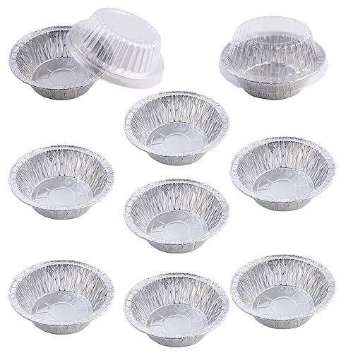 Pack of Mini Disposable Aluminum Foil Pot Pie Pans with Plastic