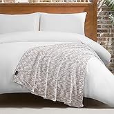 Lucky Brand Logan Tan/Grey Chenille Knit 50"X70" Throw Blanket - Luxurious Soft Blanket for Ultimate Comfort and Cozy Warmth