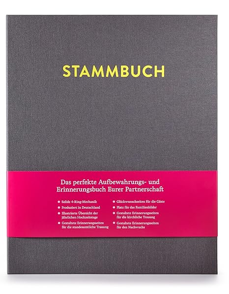 DIN A4 Stammbuch, Stammbuch der Familie, Familienstammbuch CASPAR (Platingrau)