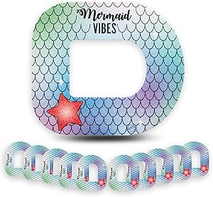 ExpressionMed - Adhesive Patch for Omnipod (10-Pack) - Pre-Cut, Waterproof, Non-Fraying CGM Tape (Mermaid Vibes)