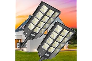 XCQMHF 2-Pack Solar Street Light Dusk to Dawn 3200W, 480000LM, 7000K Brightness, IP67 Waterproof, Motion Sensor, Lights Outdoor Street Light for Security and Safety