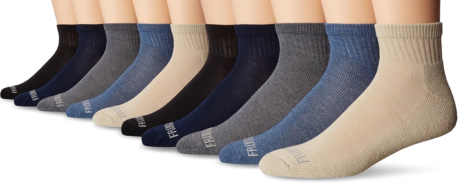 Fruit of the Loom Men's Value 10 Pack Ankle Crew Socks, White, Shoe Size: 6-12 at  Men’s Clothing store: Athletic Socks