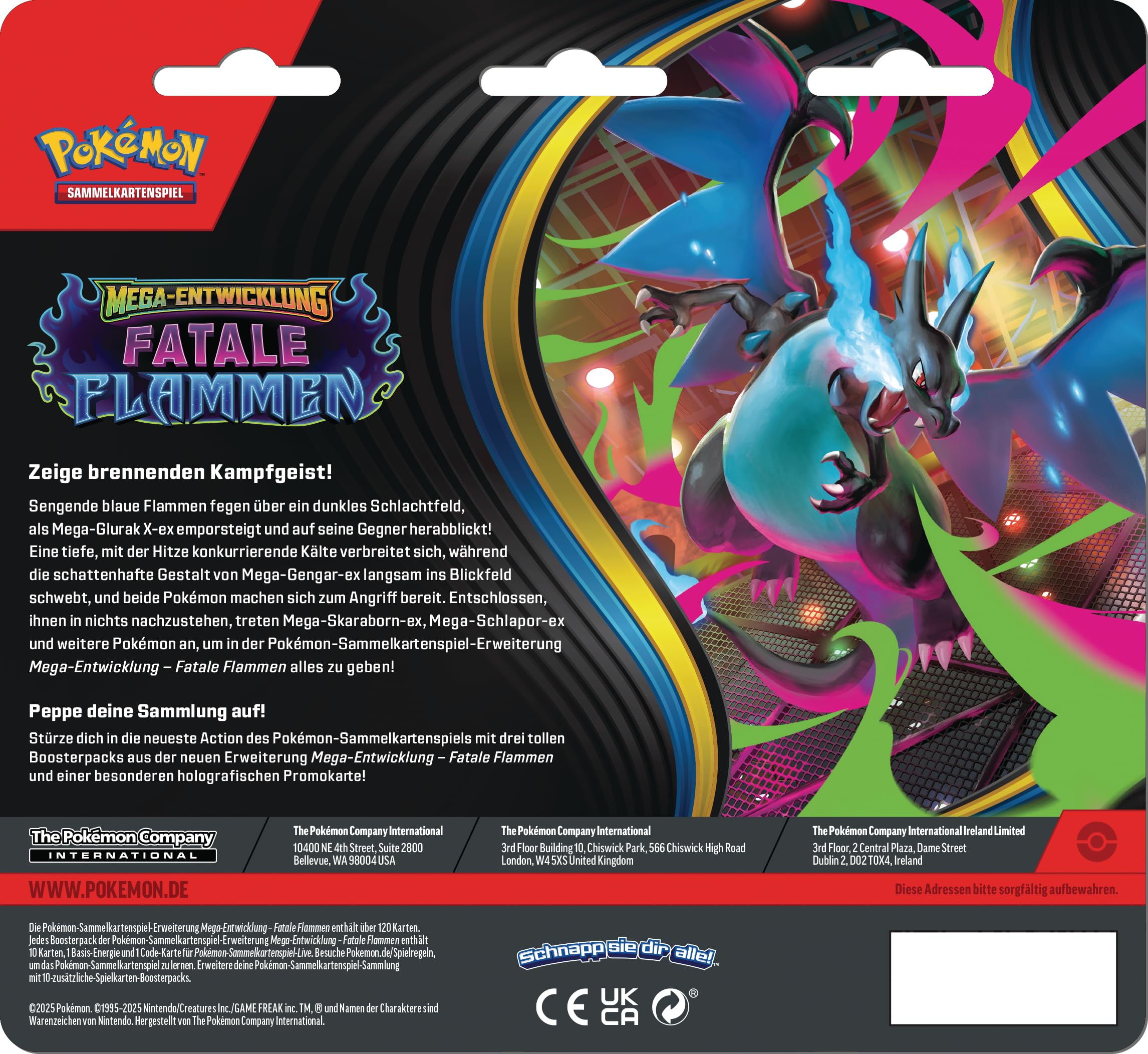 Pokémon-Sammelkartenspiel: 3er-Pack Mega-Entwicklung – Fatale Flammen: Sniebel (1 holografische Promokarte & 3 Boosterpacks) 2