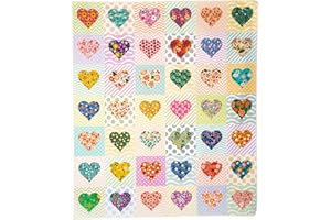 Lalikul Fabrics Hearts. Cotton Charm Packs, Fat Quarters Bundles, 42 Different Motifs. Ideal for Quilts, Sewing, Blankets, and I Spy Games for Kids, 36" x 31" Continuous Panel