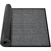 MYFAMIREA Commercial Floor Mat 4' x 8' Extra Large Front Door Industrial Rug Heavy Duty Brush Step Entrance Mat Weather Utility Rug with Non Slip Rubber Backing Low Profile for Entryway, Charcoal Grey