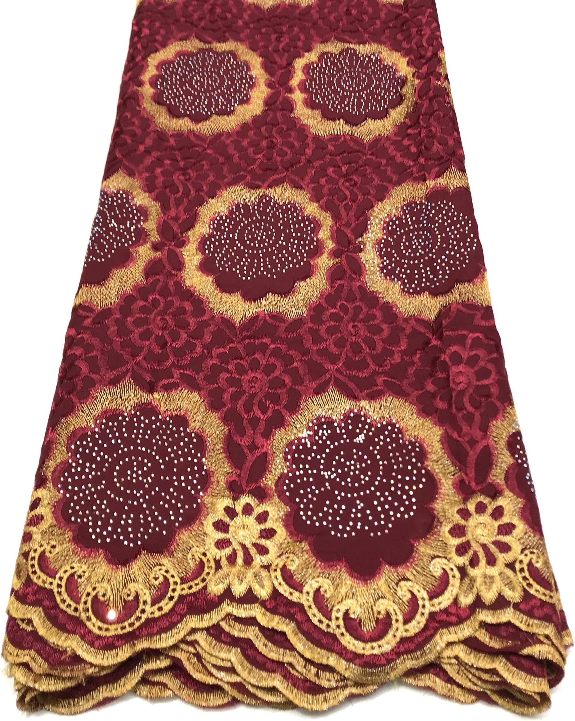 SWISS LACE AFRICAN FABRIC ORIGINAL VOILE EMBROIDERY 5 YARDS 100% COTON