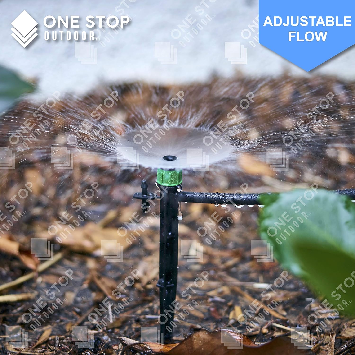 (100-PACK) - 1/4" Inch 360 Degree Drip Emitter On 6" Stake - Vortex Sprayer Adjustable Flow 0-20 GPH, Fits 1/4 (4-6mm) Drip Irrigation Tubing - Micro Bubbler Drippers for Drip Irrigation : Garden & Outdoor