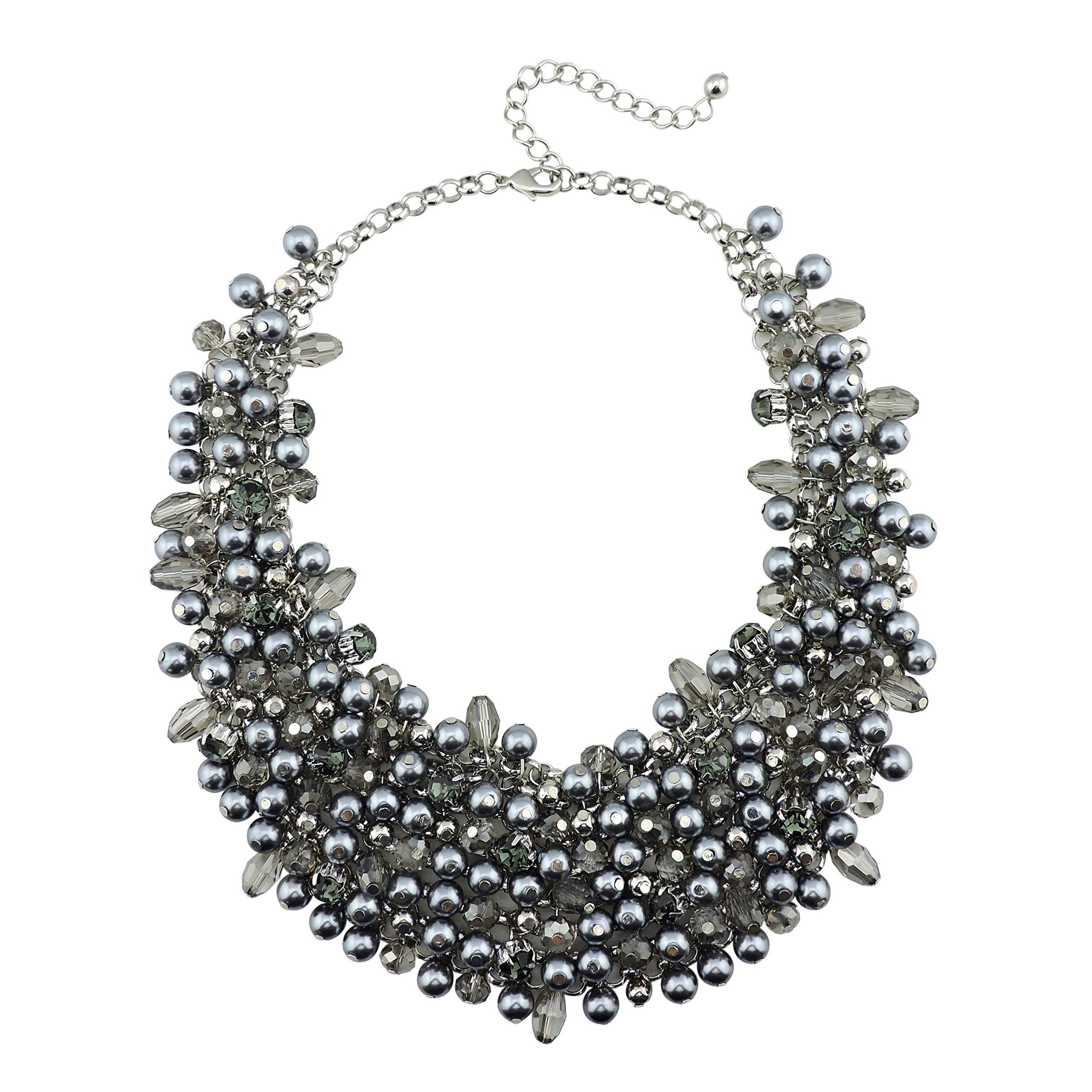 Bocar Fashion Crystal Chunky Collar Statement Necklace Women Gift Costume Jewellery for Women (NK-10260-Grey) — image 1