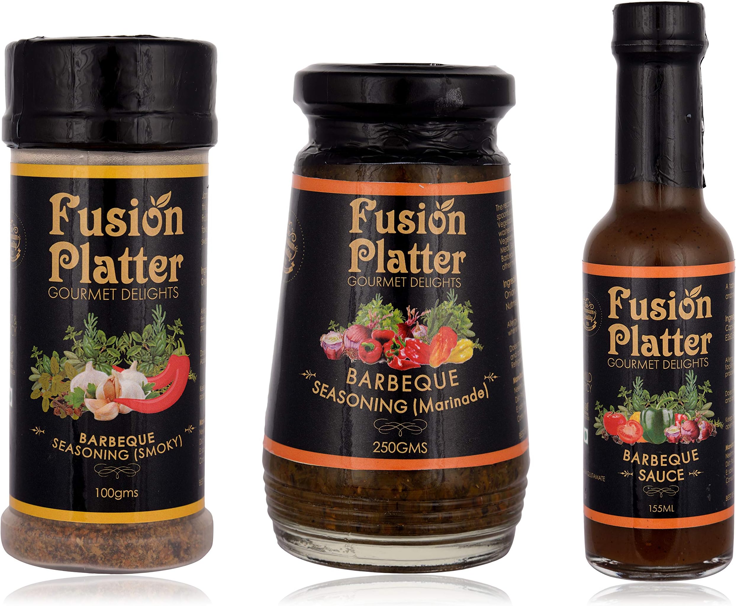 Fusion Platter Barbeque Sauce, Barbeque Seasoning (Marinade) and Barbeque Seasoning (Smoky) (Combo of 3)