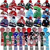 Twistover Christmas LED Scarf and Beanie Set Including Light up Hat Colorful LED Xmas Hats Holiday Scarf for Adults Kids