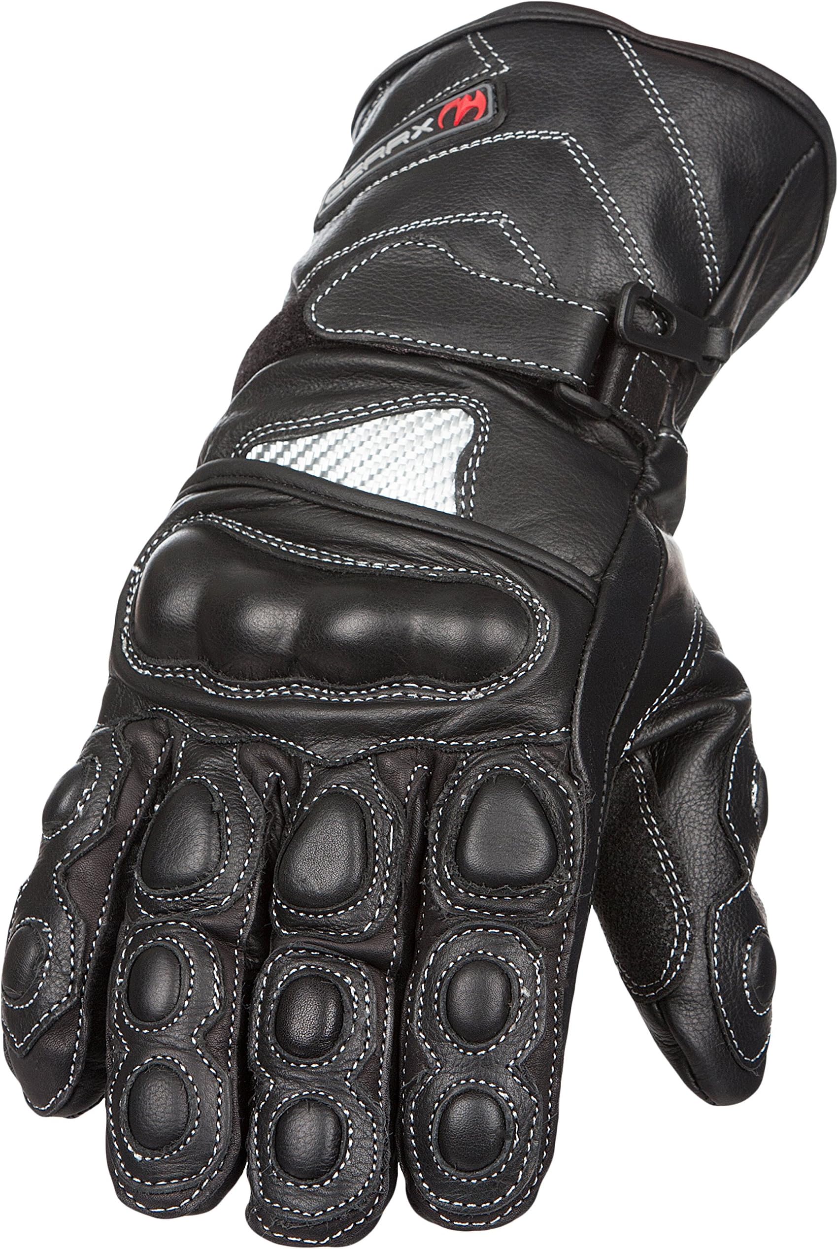 Leather Motorbike Gloves Waterproof Winter Thermal Carbon Shell protection