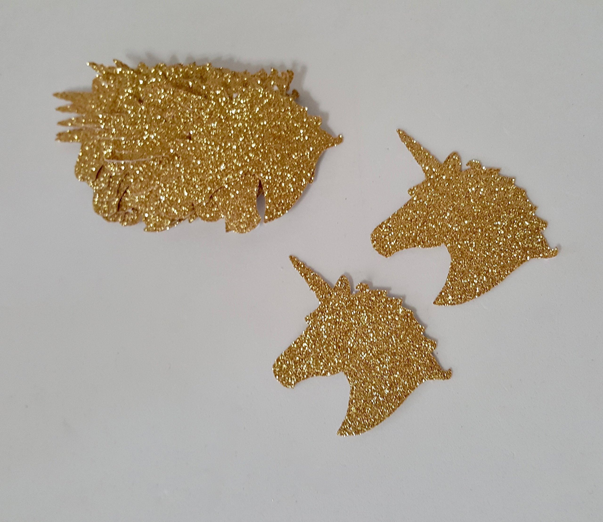 Unicorn Die Cut outs gold or silver glitter 30 count