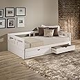 Alaterre Furniture Melody Extendable Pine Trundle Bed Daybed w/ Underbed Storage, White, Twin to King Daybed, Childrens/Youth/Kids/Baby Bedroom Furniture Set, Headboard & Room Decor