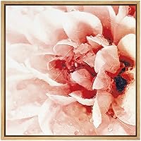 SIGNWIN Framed Canvas Wall Art Blush Pink Chrysanthemum Floral Flower Oil Painting Impressionism Romantics Closeup Relax/Calm for Living Room, Bedroom, Office - 16x16 inches